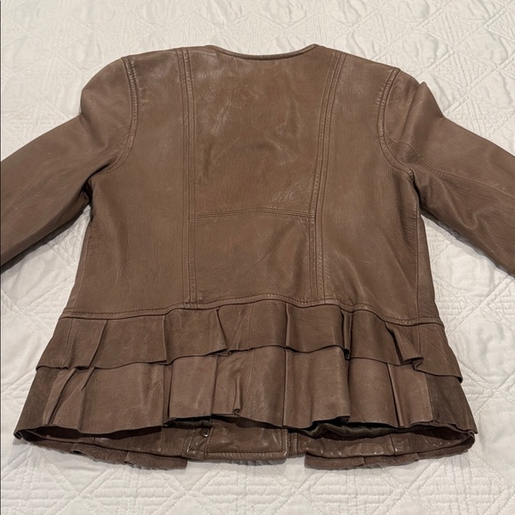 Old Navy Jacket real leather color distressed coffee Latte size Small - Picture 11 of 11